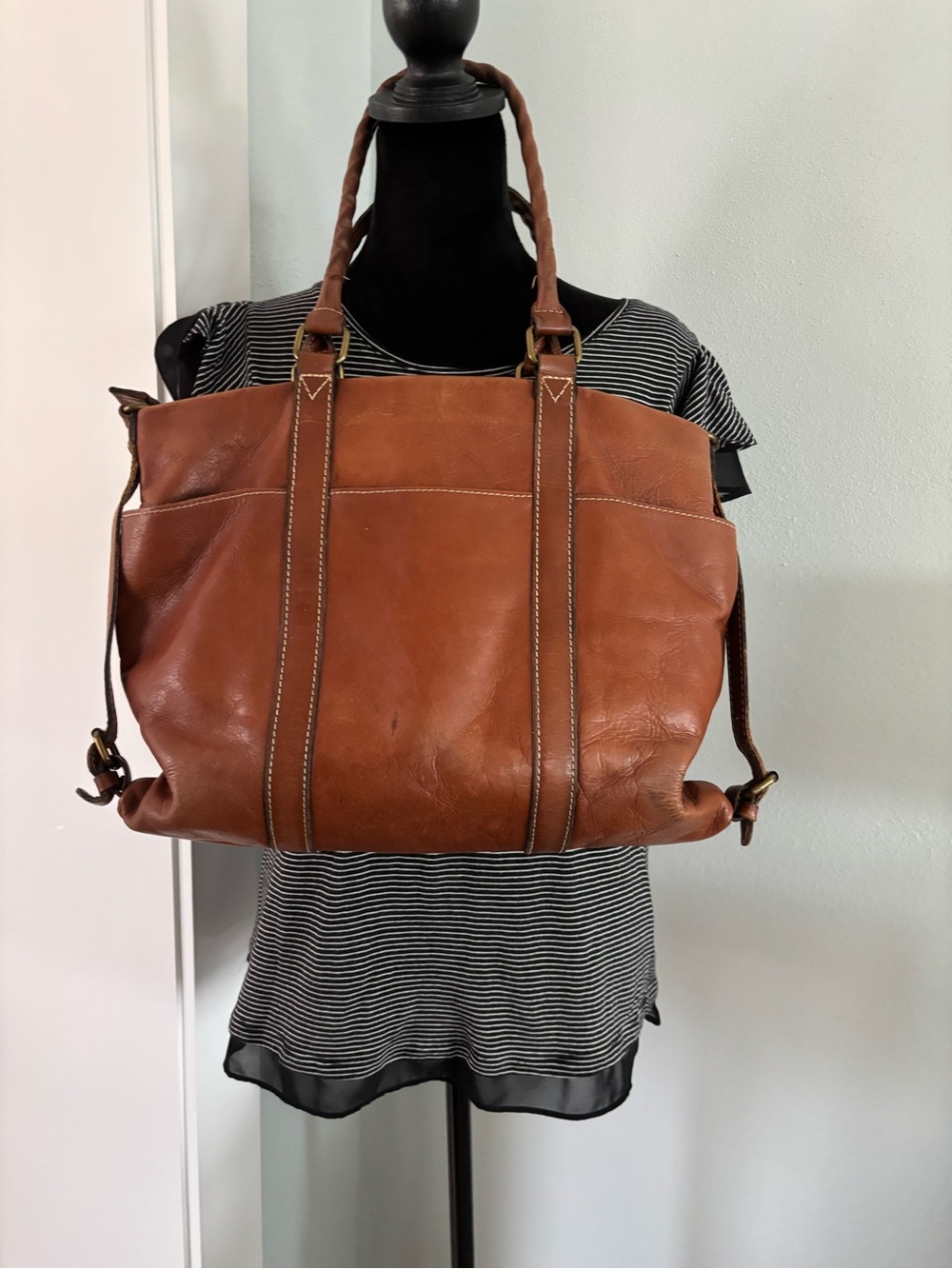 Patricia Nash Carducci Cognac Brown Studded Leather Tote - Picture 4 of 13